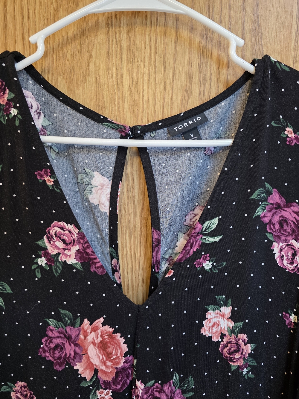 torrid Black Floral Jumpsuit with Pink & Purple Roses - Picture 2 of 4
